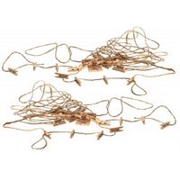 Chaks Kerstkaarten/foto's ophangen slinger 2x - met 30x knijpertjes - beige - 300 cm - Kerstknijpers