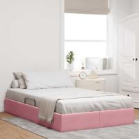 Opslag bed met matras met hoofdeinde Roze 120 x 200 cm Fluweel