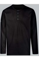 TRIGEMA Regular Fit T-Shirt Henley kraag zwart, Effen - thumbnail