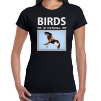 Rode wouw vogels t-shirt met dieren foto birds of the world zwart voor dames - thumbnail