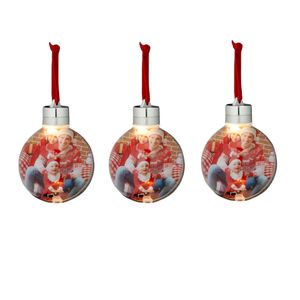 4x stuks DIY foto/fotolijst kunststof kerstballen transparant 8 cm met verlichting