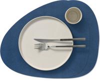 LIND DNA Placemats Hippo - Leer - Navy Blue - Curved - 44 x 37 cm - 2 Stuks