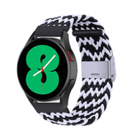 Braided nylon bandje - Zwart / wit - Samsung Galaxy Watch - 46mm / Samsung Gear S3