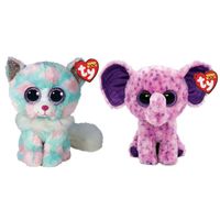 Ty - Knuffel - Beanie Boo's - Opal Cat & Eva Elephant - thumbnail