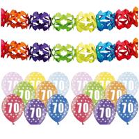 Partydeco 70 jaar feestartikelen pakket - 2x slingers en 12x ballonnen - verjaardag versiering Partydeco 70 jaar feestartikelen pakket - 2x slingers en 12x ballonnen - verjaardag versiering