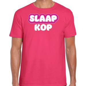 Verkleed T-shirt voor heren - slaapkop - roze - carnaval/foute party