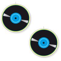 2x stuks Seventies eighties disco thema LP/vinylplaat decoratie blauw 28 cm - thumbnail