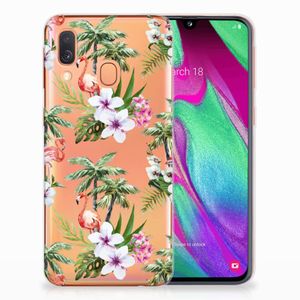 Samsung Galaxy A40 TPU Hoesje Flamingo Palms