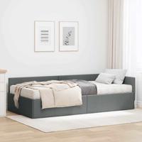 Hoekbedframe met Matras Anders met hoofdeinde 2 pcs Grijs Stof