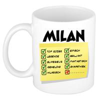 Naam mok Milan - wit - top gozer - keramiek - 300 ml - cadeau collega beker