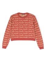 Balmain Kids pull à logo en intarsia - Rouge