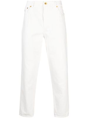 Brunello Cucinelli jean fuselé à logo brodé - Blanc