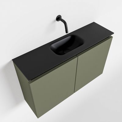 Toiletmeubel Mondiaz Ture | 80 cm | Meubelkleur Army | Eden wastafel Urban Midden | Zonder kraangat