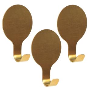 Plakhaakje rond - 3x stuks - goud - 6 x 2,5 x 10 cm - Zelfklevende ophang haakjes - RVS