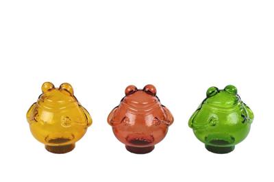 Sculptuur Kikker S geel/groen/oranje 3 assorti glas