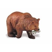 Plastic speelgoed figuur grizzlybeer 8 cm met zalm   - - thumbnail