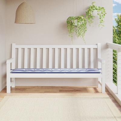 VidaXL Tuinbankkussen gestreept 200x50x4 cm stof wit en blauw