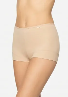 Dames boxershort katoen 38842 - Comfort short - katoenen ondergoed - wit -zwart - huidskleur - badstof kruisje