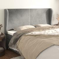 Hoofdbord met randen 163x23x118/128 cm fluweel lichtgrijs