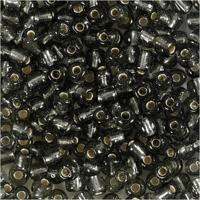 Creativ Company Rocailles, d 4 mm, afm 6/0, gatgrootte 0,9-1,2 mm, helder grijs, 25 gr/ 1 doos