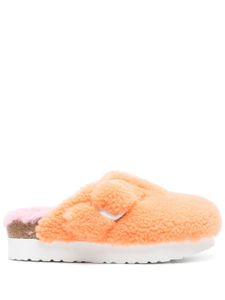 Birkenstock chaussons Boston Big Buckle en peau lainée - Orange