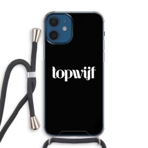 Topwijf Zwart: iPhone 12 Transparant Hoesje met koord