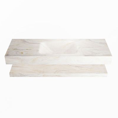 MONDIAZ ALAN-DLUX 130cm planchet Ostra. Vrijhangende wastafel CLOUD midden 1 kraangat, kleur Ostra.