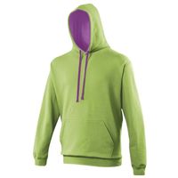 Hooded sweater lime met paars - thumbnail