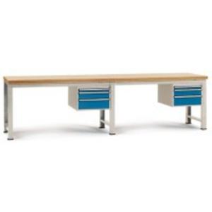 Manuflex WP5767.0002 Compleet werkbank basis- en aanbouw PROFI standaard met kunststof plaat, bxdxh = 4000 x 700 x 840 mm