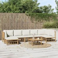 8-delige Loungeset met kussens bamboe crèmewit