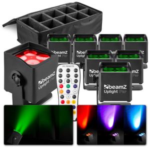 BeamZ BBP44 accu Uplight - 8 stuks met tas - IP65, geschikt voor