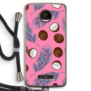 Kokosnoot roze: Motorola Moto Z Force Transparant Hoesje met koord