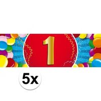 5x 1 jaar leeftijd stickers verjaardag versiering   - - thumbnail