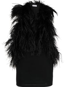 The Attico robe courte à détails de plumes - Noir