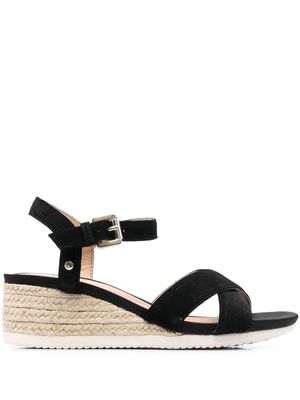 Geox sandales compensées Ischia en jute - Noir