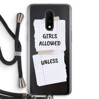 No Girls Allowed Unless: OnePlus 7 Transparant Hoesje met koord