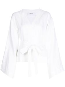 BONDI BORN blouse en lin à col v - Blanc