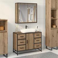 Badkamermeubelset 2 pcs artisanaal eikenkleurig 80 x 33 x 60 cm