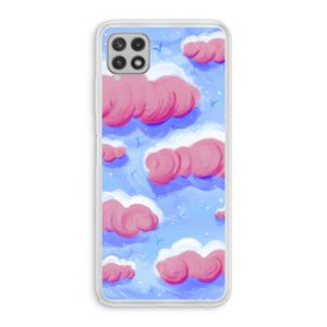Roze wolken met vogels: Samsung Galaxy A22 4G Transparant Hoesje