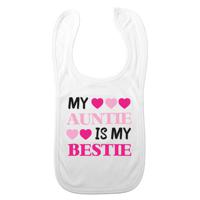 Baby slabbetje - roze - auntie is my bestie - kraam cadeau - slab/morsdoek - tante