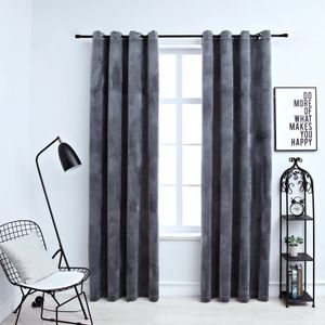 VidaXL Gordijn verduisterend ringen 2 st 140x175 cm fluweel antraciet