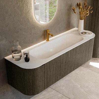 Badmeubel Mondiaz Kurve | 150 cm cm | Meubelkleur Shadow | Wastafelkleur Talc | Solid surface | Wasbak midden spoelbak | 1 kraangat