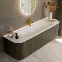 Badmeubel Mondiaz Kurve | 150 cm cm | Meubelkleur Shadow | Wastafelkleur Talc | Solid surface | Wasbak midden spoelbak | 1 kraangat