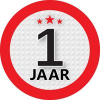 1 jaar leeftijd sticker - rond - Dia 9 cm - 1 jaar verjaardag - jubileum - leeftijd versiering