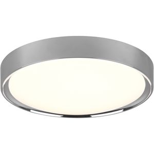 LED Plafondlamp - Badkamerlamp - Trion Clirno - 18W - Warm Wit 3000K - Spatwaterdicht IP44 - Opbouw Rond - Mat Chroom - Kunststof