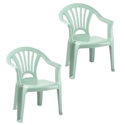 Kinderstoel van kunststof - 2x - mintgroen - 35 x 28 x 50 cm - tuin/camping/slaapkamer