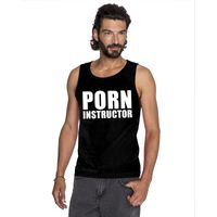 Porn instructor tekst singlet shirt/ tanktop zwart heren