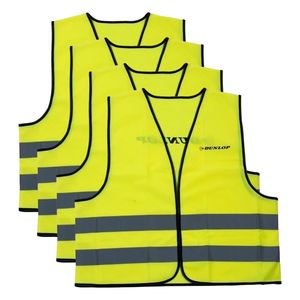 Dunlop Veiligheidsvest - 4x - geel - reflecterend - voor volwassenen - one size model