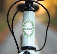 Groene bladeren met naam fiets sticker