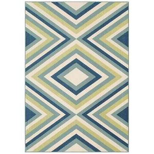 Floorita binnen/buitenvloerkleed Rombi - blauw/groen - 160x230 cm - Leen Bakker